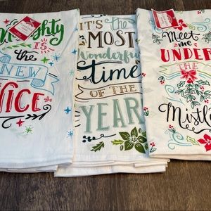 (2) NWT & (1) NWOT Holiday Christmas Flour Sack Kitchen Dish Hand Tea Towels